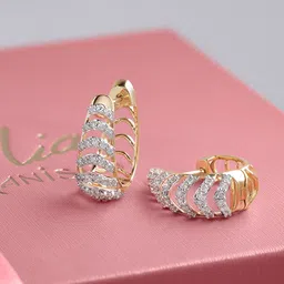Mia by Tanishq 18KT Yellow Gold Natural Diamond Hoop Earrings - 4.513 gm-picture-28
