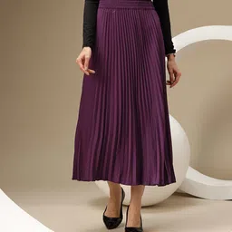 Chemistry Women High Waist Accordion Pleated Midi Flared Skirt image 5