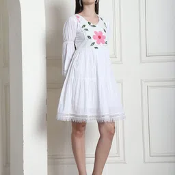 Merira Floral Printed Pure Cotton Fit & Flared Ethnic Dresses image 5