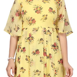 YK Floral Print Flared Sleeve Georgette Fit & Flare Midi Dress image 4