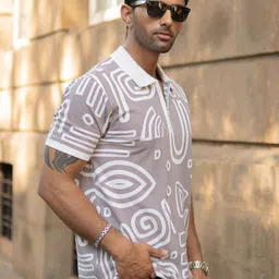 Powerlook Men Printed Polo Collar T-shirt image 4