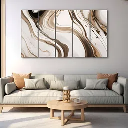 The Castle Decor White & Black 5 Piece Wood Other Wall Paintings-image-95