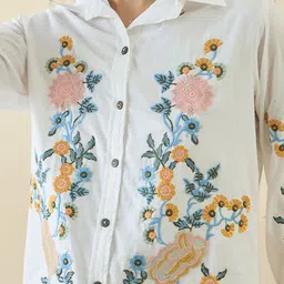 ZUMMER Floral Embroidered Shirt Style Mini Dress image 4