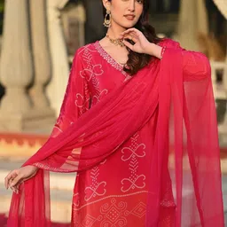 Siya Fashion Women Ethnic Motifs Printed Regular Kurta with Trousers & With Dupatta image 3