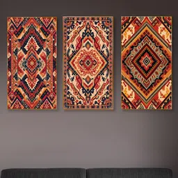 nestroots Brown & Red 3 Pieces Geometric Canvas Painting Wall Art-image-35