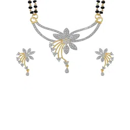 Sansik Artificial Stones Studded & Beaded Mangalsutra With Earrings-picture-33