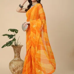 RATAN Leheriya Poly Georgette Leheriya Saree image 5