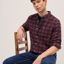 THE BEAR HOUSE Men Tartan Checked Button-Down Collar Pure Cotton Casual Shirt-picture-10