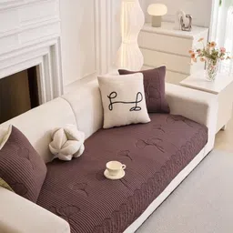 HOMETHREADS Brown & Brown Embroidered Sofa Cover-picture-12