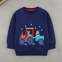 YK Navy Blue Long Sleeve Printed Kids Sweaters-picture-35