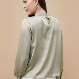 CODE by Lifestyle Women Keyhole Neck Cuffed Long Sleeves Top image 4