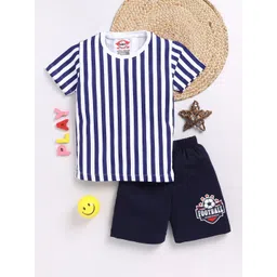 LITTLE FIGHTER Boys Striped T-shirt with Shorts image 1