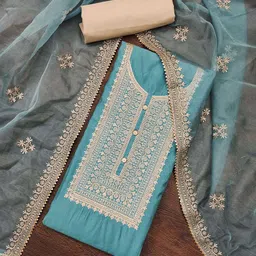 Ishin Embroidered Pure Silk Unstitched Dress Material-picture-35