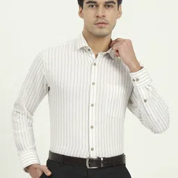 Greenfibre Striped Cutaway Collar Slim Fit Formal Cotton Shirt-image-40