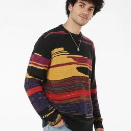 glitchez Self Abstract Drop-Shoulder Sleeves Relaxed Fit Pullover-picture-22