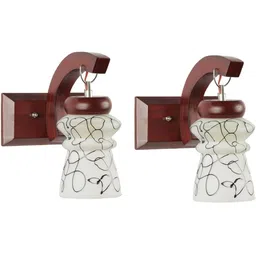 1ST TIME Black & Brown Printed Wood Contemporary Abstract Shaped Shaped Wall Lamp-picture-12