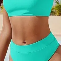 Toomley Bandeau Shoulder Strap Swim Bikini Set image 3