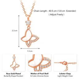 Peora Rose Gold-Plated Cubic Zirconia-Studded Pendant Chain With Rose image 2