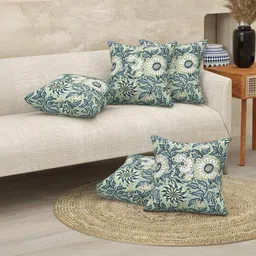 Texstylers Green Set of 5 Floral Square Cushion Covers-image-47