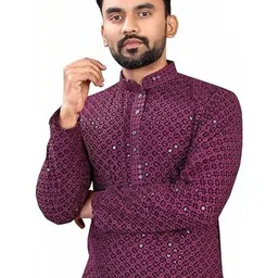 KRUDHA Men Thread Work Kurta image 4