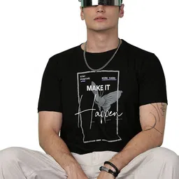 Y.O.U Men Bio Finish Typography Printed Round Neck Cotton T-shirt image 3