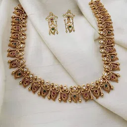 Anouk Gold-Plated Cubic Zirconia-Studded & Beaded Jewellery Set-picture-30