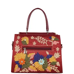 VELUCIA Floral Embellished Quilted Structured Satchel image 5