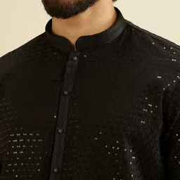 Manyavar Ethnic Motifs Embroidered Straight Sequinned Kurta with Pyjamas image 2