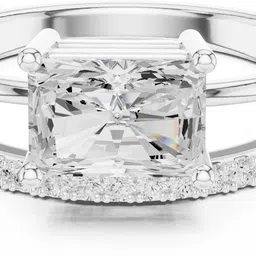 heerogem Radiant cut silver ring Sterling Silver Moissanite Sterling Silver Plated Ring-picture-28