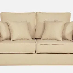 woodsworth from pepperfry Hugo Fabric 2 Seater Sofa In Beige Colour image 5