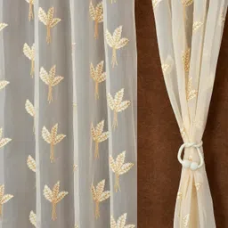 fabweb 213 cm (7 ft) Door Polyester Semi Transparent Curtain (Pack Of 2) image 4