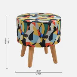 riance creations Modern Abstract Print Seating Stool In Multi Color image 2