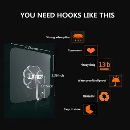 spivora Self Adhesive Stainless Hooks Wall Hook for Kitchen Bathroom Shower Utility Hook Hook 20 image 2