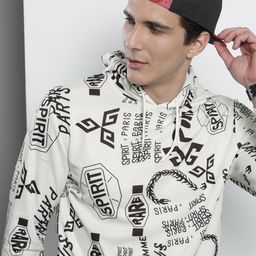 The Indian Garage Co Men White Printed Hooded Sweatshirt-picture-35