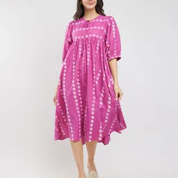 Pink Fort Women Polka Dot Print A-Line Midi Dress-picture-14