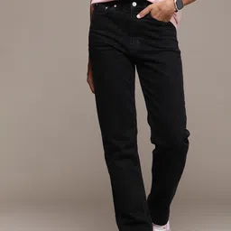 Calvin Klein Jeans Women Black Straight Fit High-Rise Stretchable Jeans-image-63