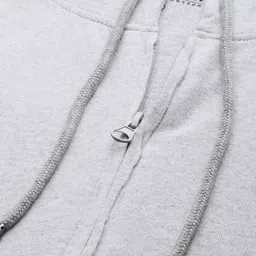 HERE&NOW Men Grey Melange Hooded Sweatshirt image 2