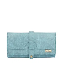 Bellissa Women Blue Abstract Textured PU Two Fold Wallet image 1