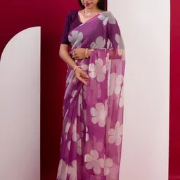 KCPC BANDHANI Purple Pure Georgette Sarees image 3