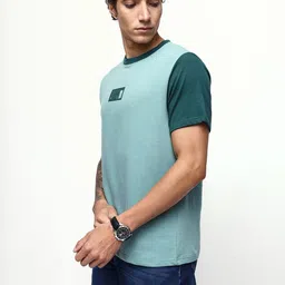 Dennis Lingo Brand Logo Colourblocked Half Sleeves Pure Cotton Relaxed Fit T-shirt image 5