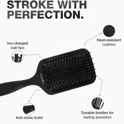 Ikonic Professional Pro Paddle Hair Brush Ionic Technology Heat Resistant - Black image 3