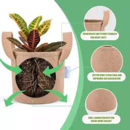 ORILEY Plant Growing Bag with Sturdy Handle Size 24x24 inch 500 GSM Round Beige, OR-RGB-264 (Pack of 2) image 3