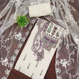 Rangtulika Ethnics Embroidered Georgette Unstitched Dress Material-picture-2