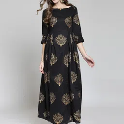Sera Women Black & Gold-Coloured Printed Kurta with Palazzos-image-35
