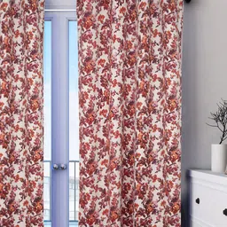 HOUZZCODE Red & Off-White Set of Single Curtain Curtains-picture-13
