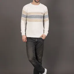 GRACIT Women Striped Round Neck Full Sleeves Woollen Pullover Sweater-image-0