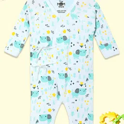 The Mom Store Cotton Full Sleeves Floral & Dogs Printed Romper - White-picture-26