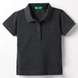 UCB Knit Half Sleeves Solid Color Polo T-Shirt - Black-picture-35