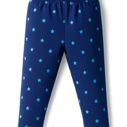 Babyhug Cotton Lycra Knit Full Length Leggings With Star Print & Stretch - Navy Blue-picture-18