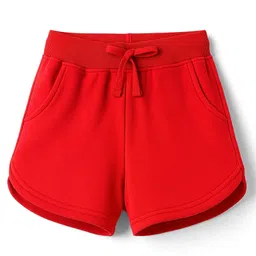 kookie kids india Kookie Kids Cotton Looper Knit Above Knee Length Solid Colour Shorts - Red-picture-23